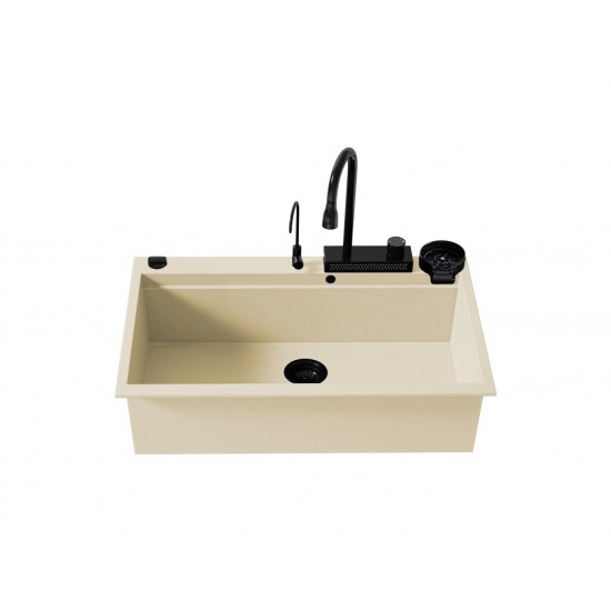 Ένθετος Νεροχύτης Quartz Multi Granite Sanitec 850 Μ79xΠ50cm Ώχρα